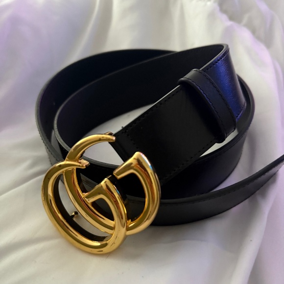 Gucci GG marmont leather belt with shiny buckle - Picture 1 of 5